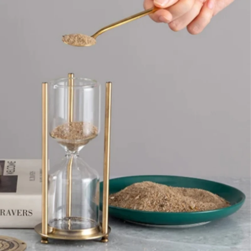 Glass Empty Hourglass Bottle Container Three Pillars Sandglass Metal Sandglass Office Desktop Home Decoration Sand Clock Timer