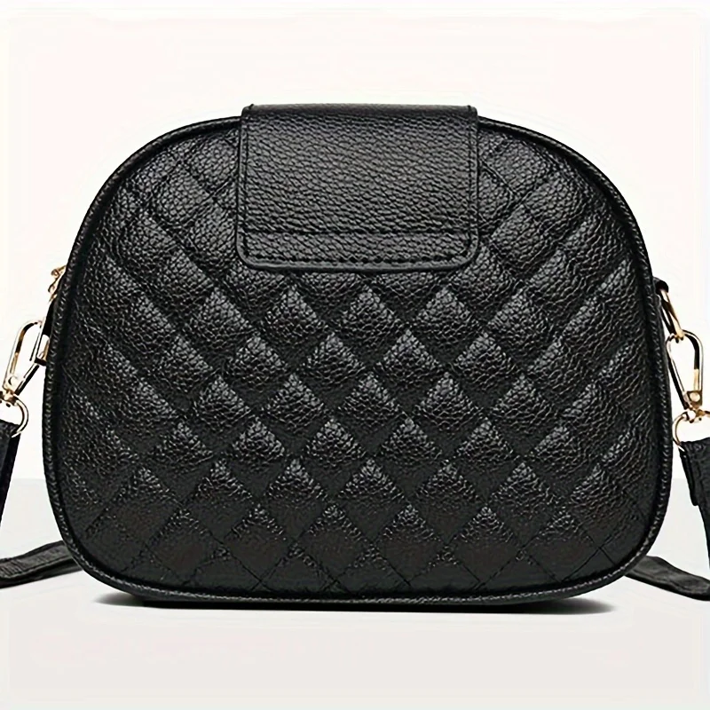Kleine gesteppte Umhängetasche, stilvolle Schultertasche aus PU-Leder mit runder Vintage-Form, trendiger Akzent – perfekt für den täglichen Gebrauch – Detail 3