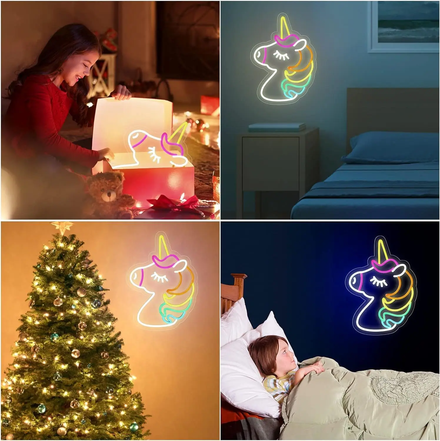 Unicorn Neon Sign For Wall Decor Adjustable Brightness USB Powered Lamp for Girls Bedroom Birthday Gift Wedding Party Wall Decor