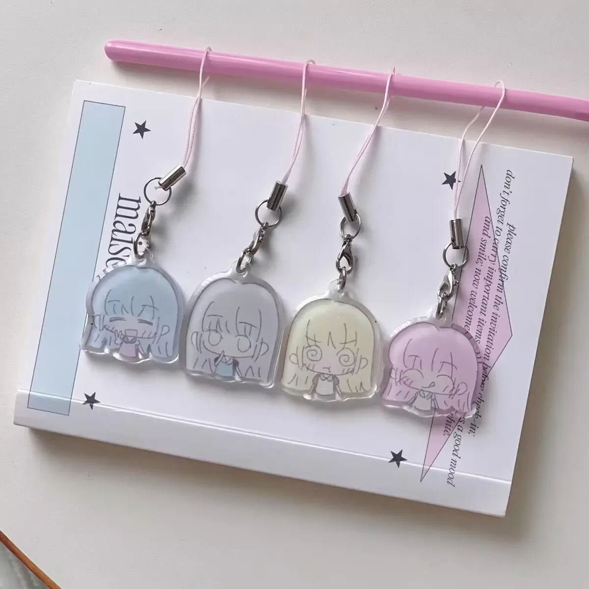 Y2K Kawaii Cartoon Girl Acrylic Keychain Transparent Anime Pendant Bag Charm Mobile Lanyard Jewelry for Teen Girls Women Jewerly