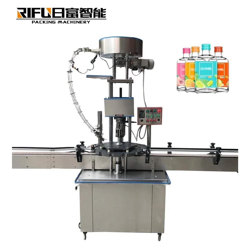 Automatic Glass Liquor Wine Bottle Capping Machine Syrup Aluminum Lid Sealing Machine