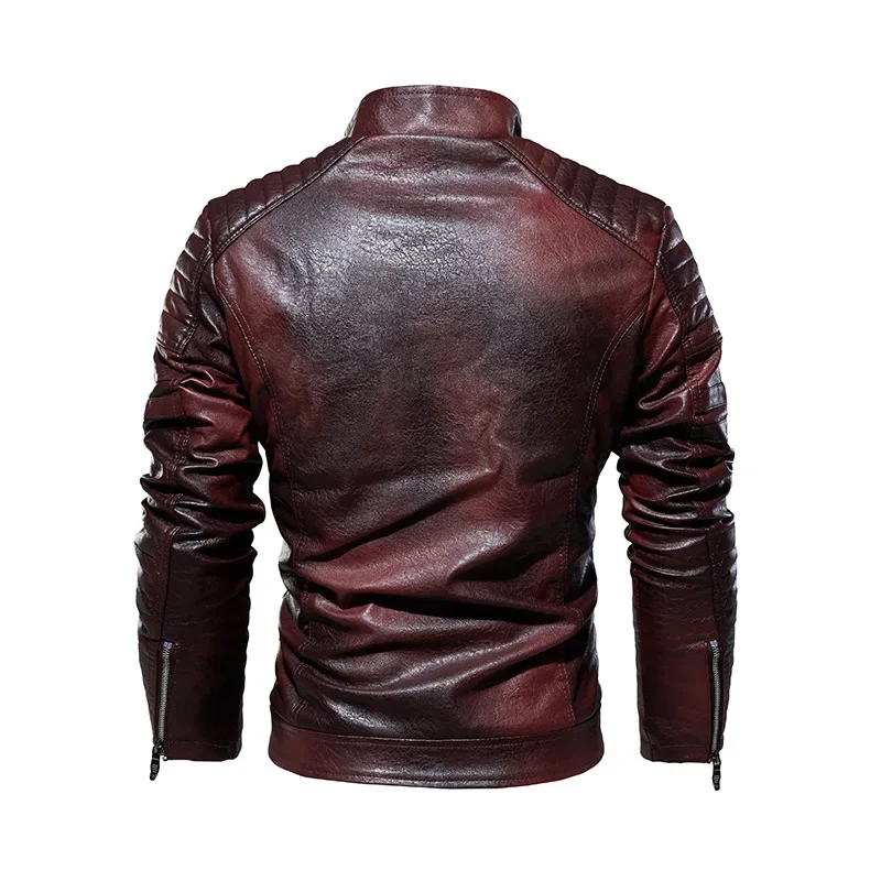 New PU Leather Jacket Men Winter Fleece Slim Motorcycle Leahter Jackets Mens Stand Collar Casual Leather Suede Outerwear Man 7XL