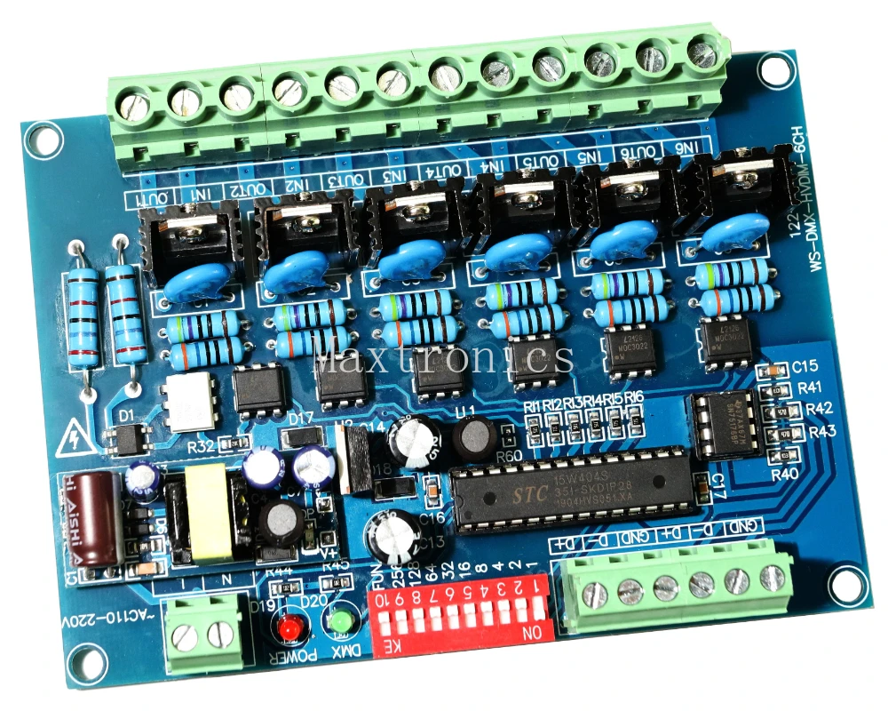 High Voltage 6CH DMX512 LED Decoder DMX AC110V-220V 50HZ 6 Channels Dimmer Board 5A*6CH For Stage Lights Incandescent Lamp Bulbs