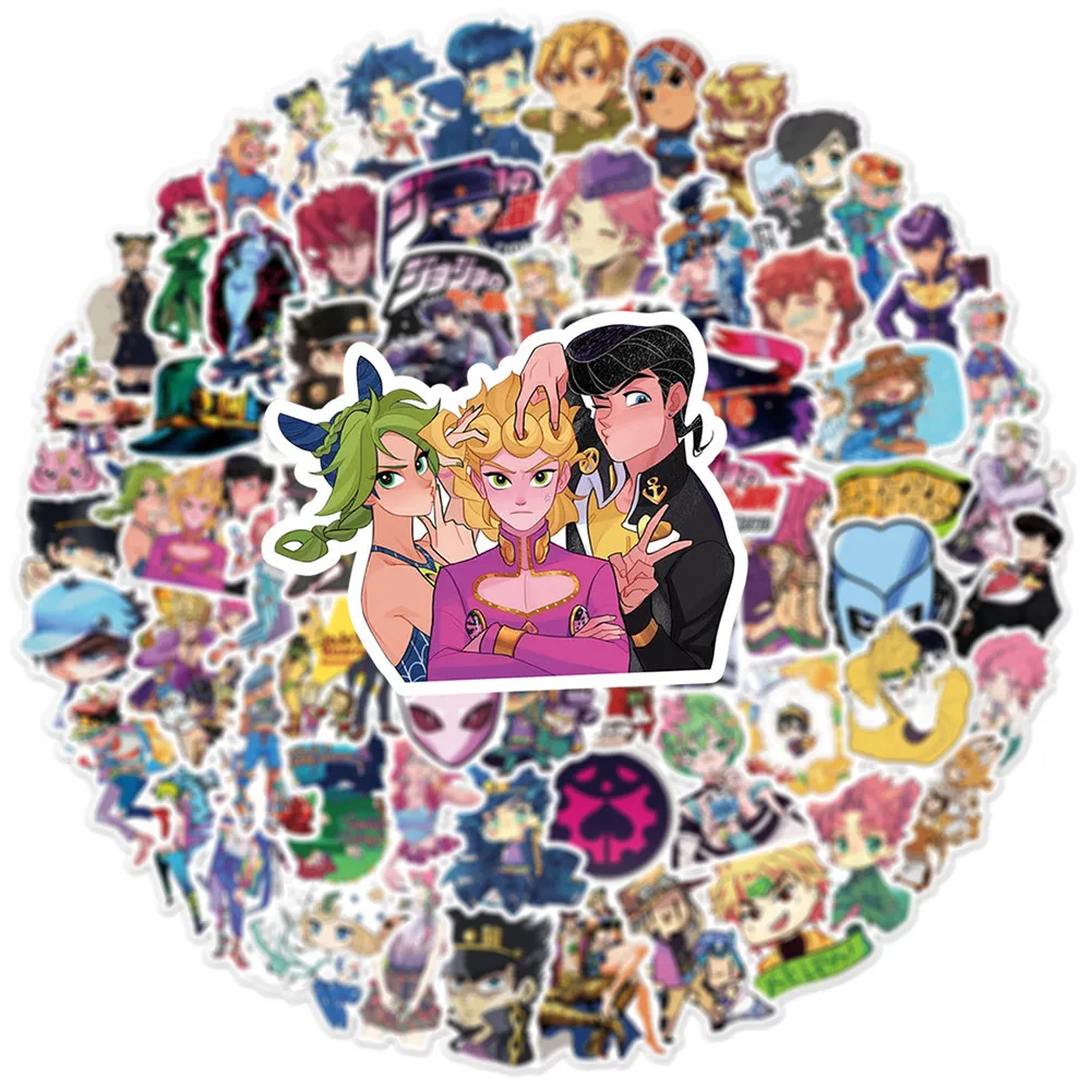 50/100Pcs Jojo Bizarre Adventure Cartoon Stickers Anime Decals for Skateboard Scrapbook Car Laptop Decoration Sticker Toys