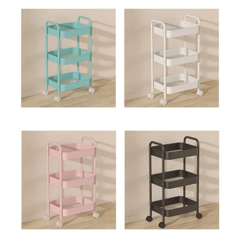 Instagram-worthy Terrazzo Macaron-colored Three-tiered Trolley - with Casters for Kitchen and Bathroom Storage, Coffee Table