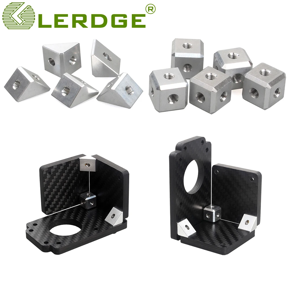 LERDGE 3D Printer Parts Screw Nut Bracket Fixing Piece DIY Printer  Accesso ries Sheet Connector Aluminum Block 5pcs And 10pcs