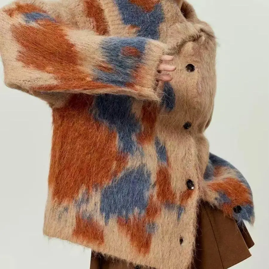 Suéter de malha cardigan feminino assimétrico design sentido casaco solto