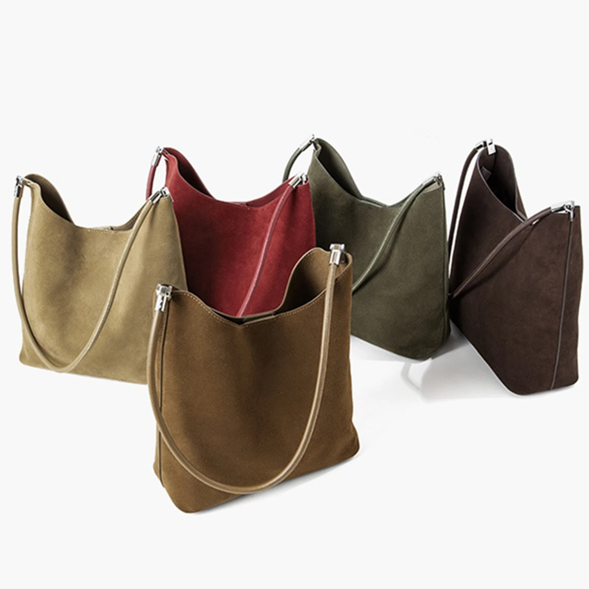 

Jenny&Dave Nordic Minimalist Suede Frosted Bucket Bag Large Capacity Tote Bag Women's Casual Lazy Style Shoulder Messenger Bag