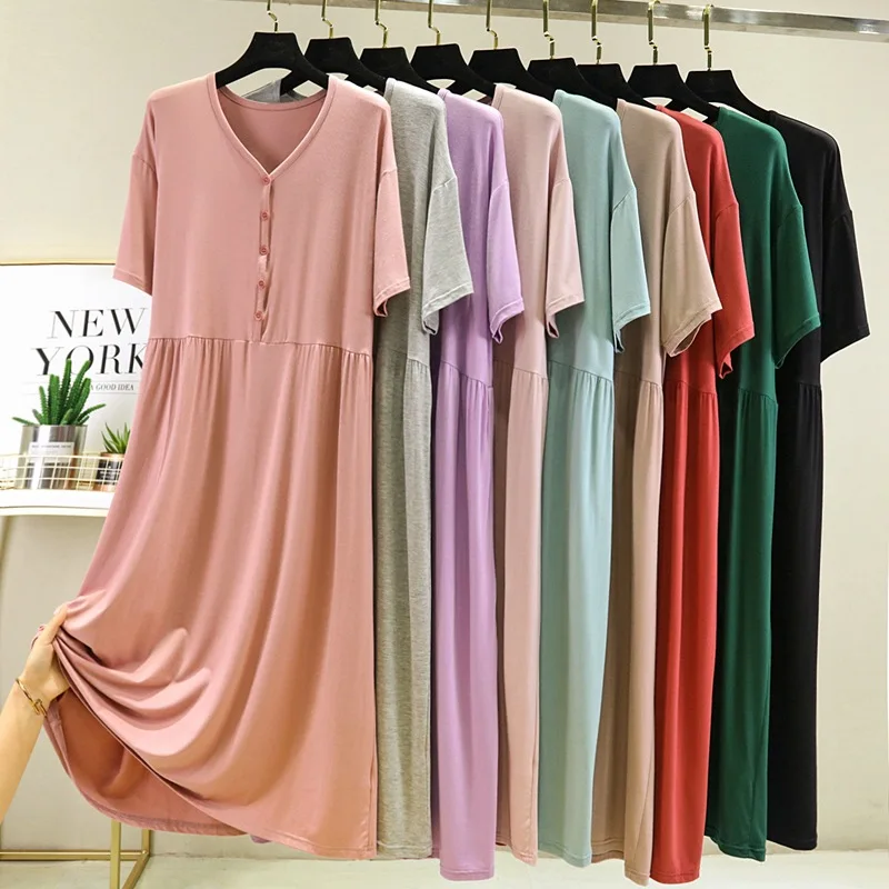 Nightgowns Short Sleeve Dresses Women's Clothing Homewear Summer Simple Comfortable Casual Breathable Fashionable Loose Large