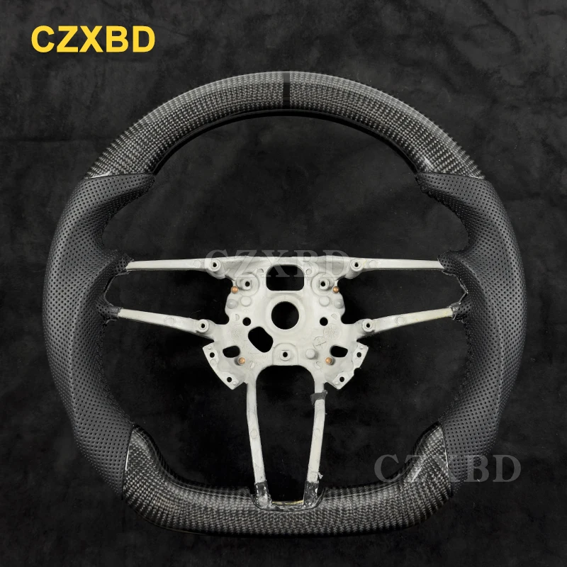 

For Porsche 718 Glossy Carbon Fiber Steering Wheel High Quality Leather Sport Wheel Customized