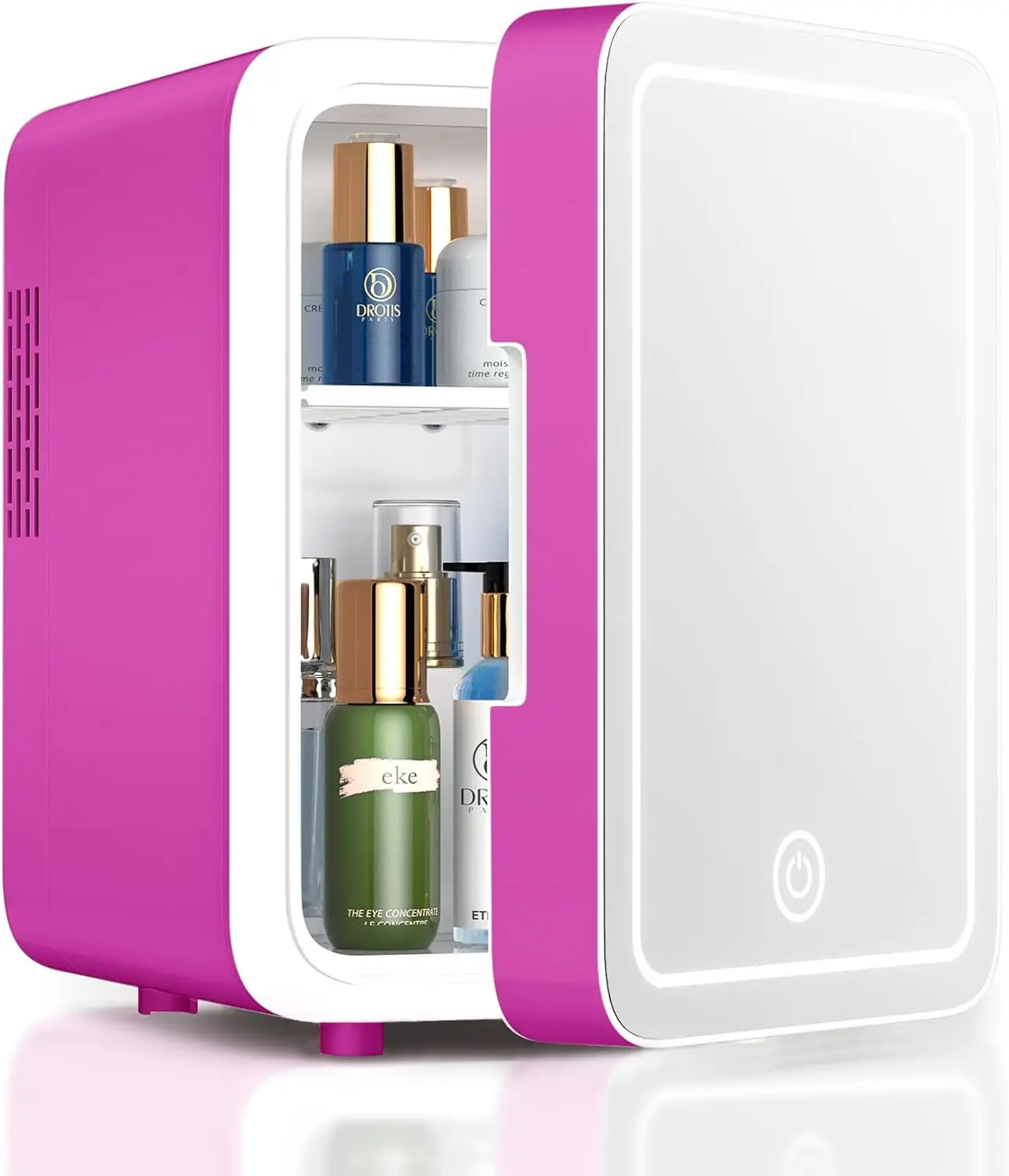 Skincare Fridge With Dimmable LED Light Mirror, 4L Mini Fridge For Desktop, Travel or Cool & Heat, for Cosmetics and Food