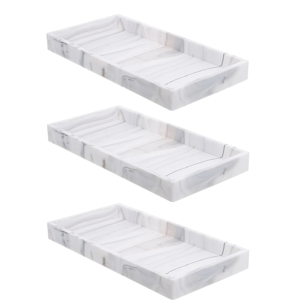 

3pcs Silicone Tray for Bathroom Counter Vanity Storage Plate Organizing Rectangle Jewelry HOLDER Towel Storage