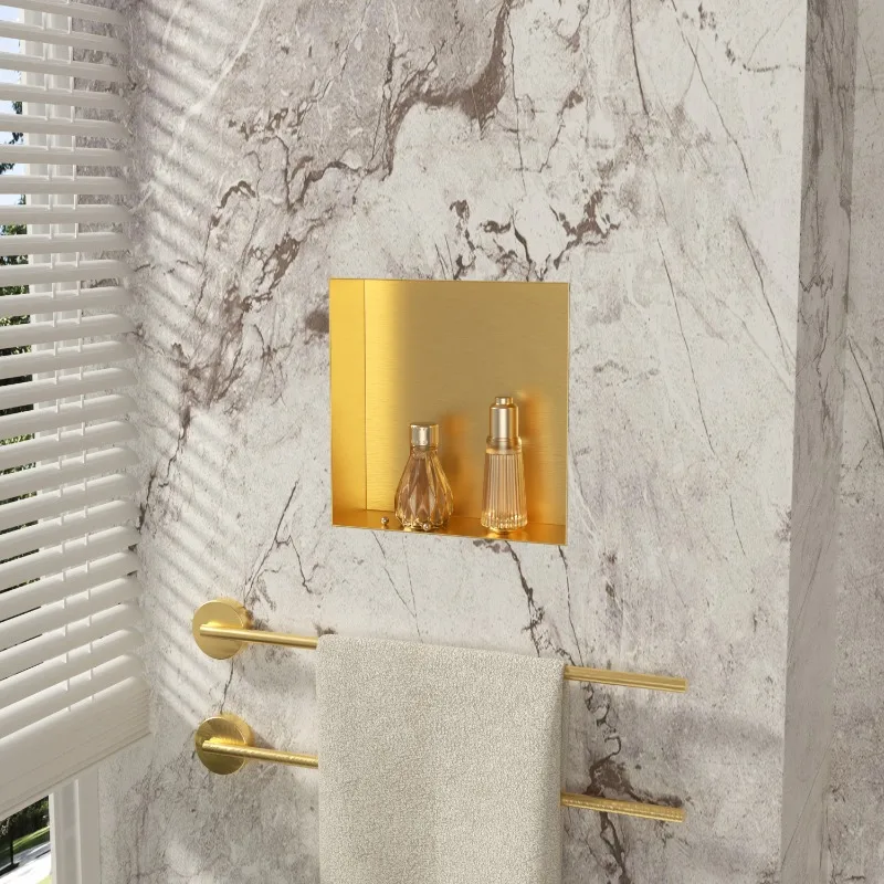 Concealed 304 stainless steel rack hidden recessed borderless bathroom seamless niche