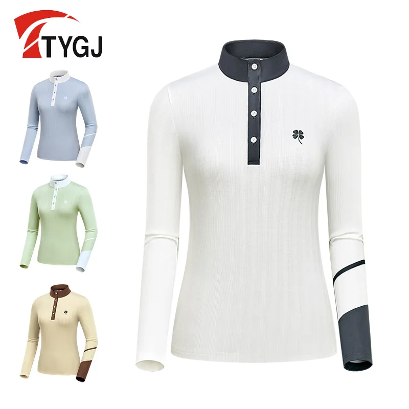 

TTYGJ Golf Women's Golf Uniform 2024 Autumn New Style Slim fit Stand up Collar Casual Versatile Sports Long Sleeve Top T-shirt