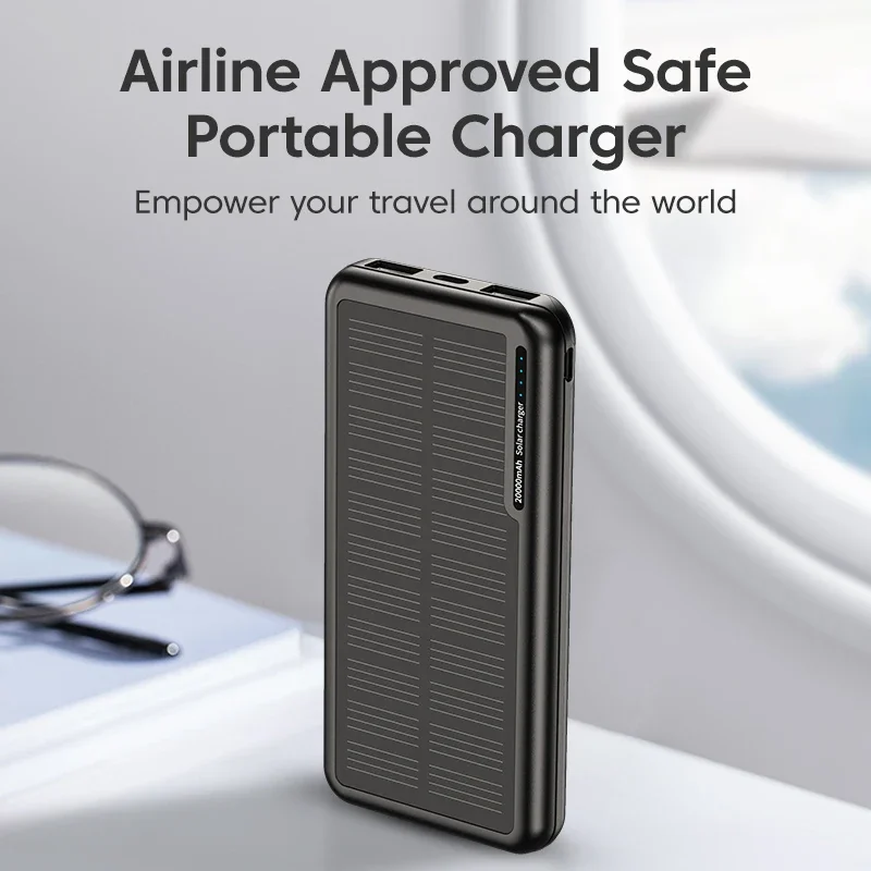 20000mAh Solar Power Bank Fast Charging External Battery Outdoor Portable Phone Charger For Xiaomi iPhone 15 14 13 12 Pro