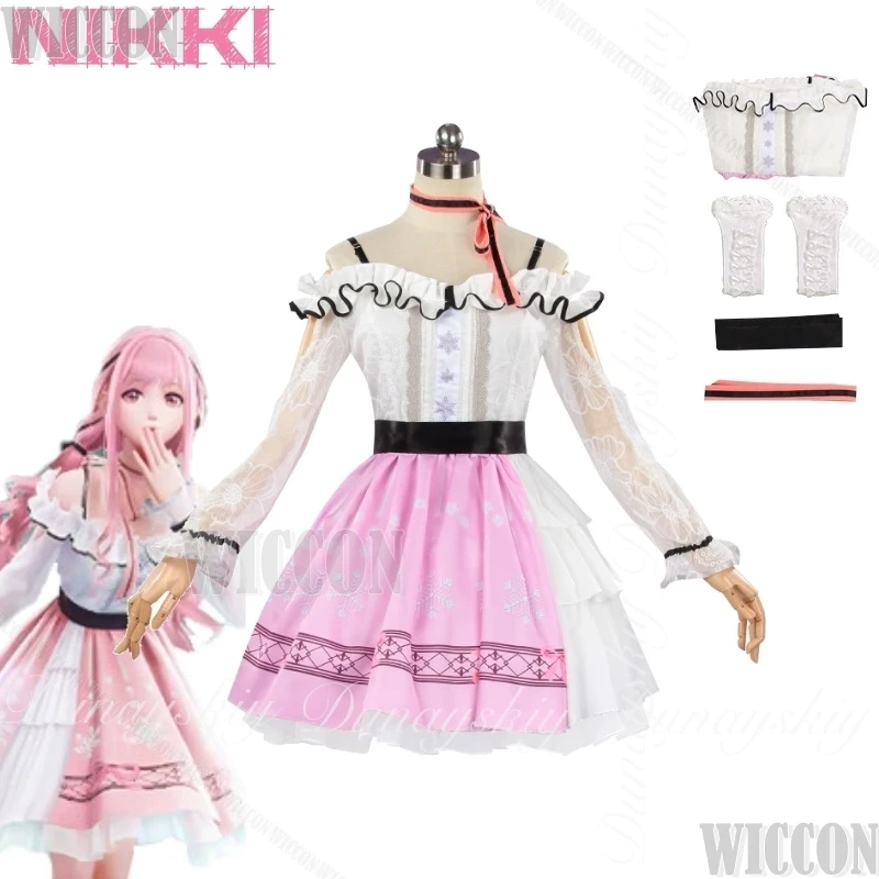 Nikki Infinity Nikki Gioco Cosplay Parrucca rosa doppia torsione The Dress Up Adventure Abito rosa Vestito di carnevale Abito completo Halloween