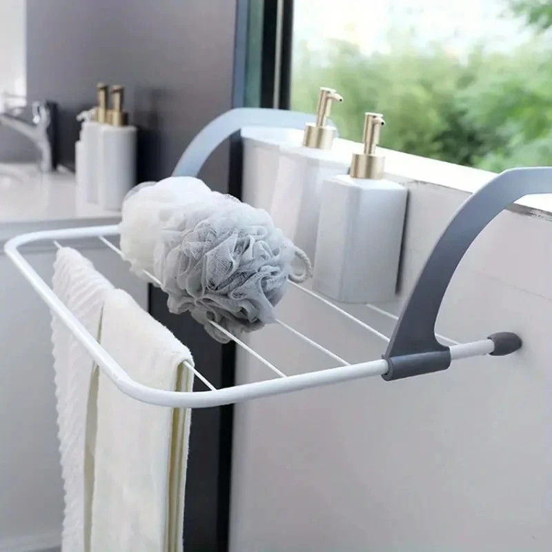 1pc Foldable Storage Clothes Hanger Clothes Hanger Balcony Hanging Socks and Shoes Hanger Multi Use Towel Hanger