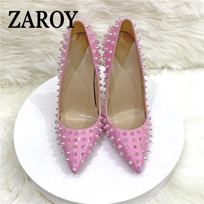 【Outlet Clearance】Pink color full rivet high-heeled single shoes shallow mouth fashionable pumps wedding dress sandals