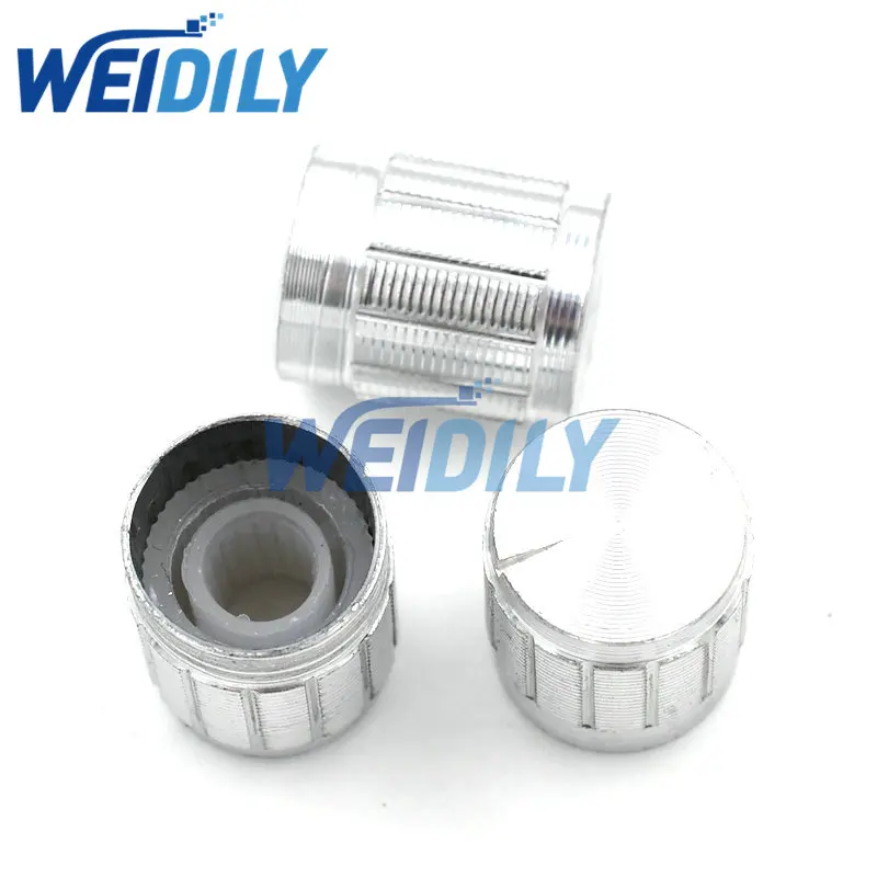 5PCS 13*17mm Aluminum Alloy Potentiometer Knob Rotary Switch Volume Control Knob Silvery Hat