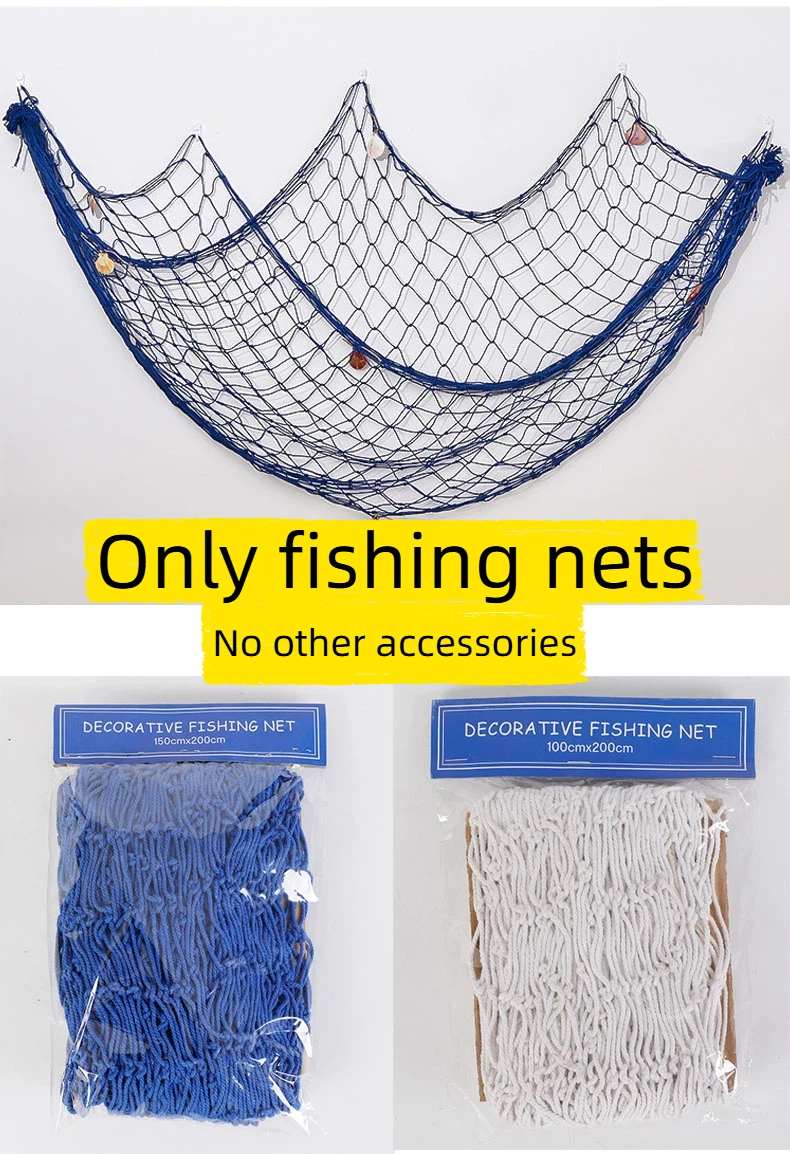 Fishing Net Wall Hangings Ornament Studio Prop Room Home Decoration Marine Over The Garden Crafts Cotton Hemp Rope Shell Net