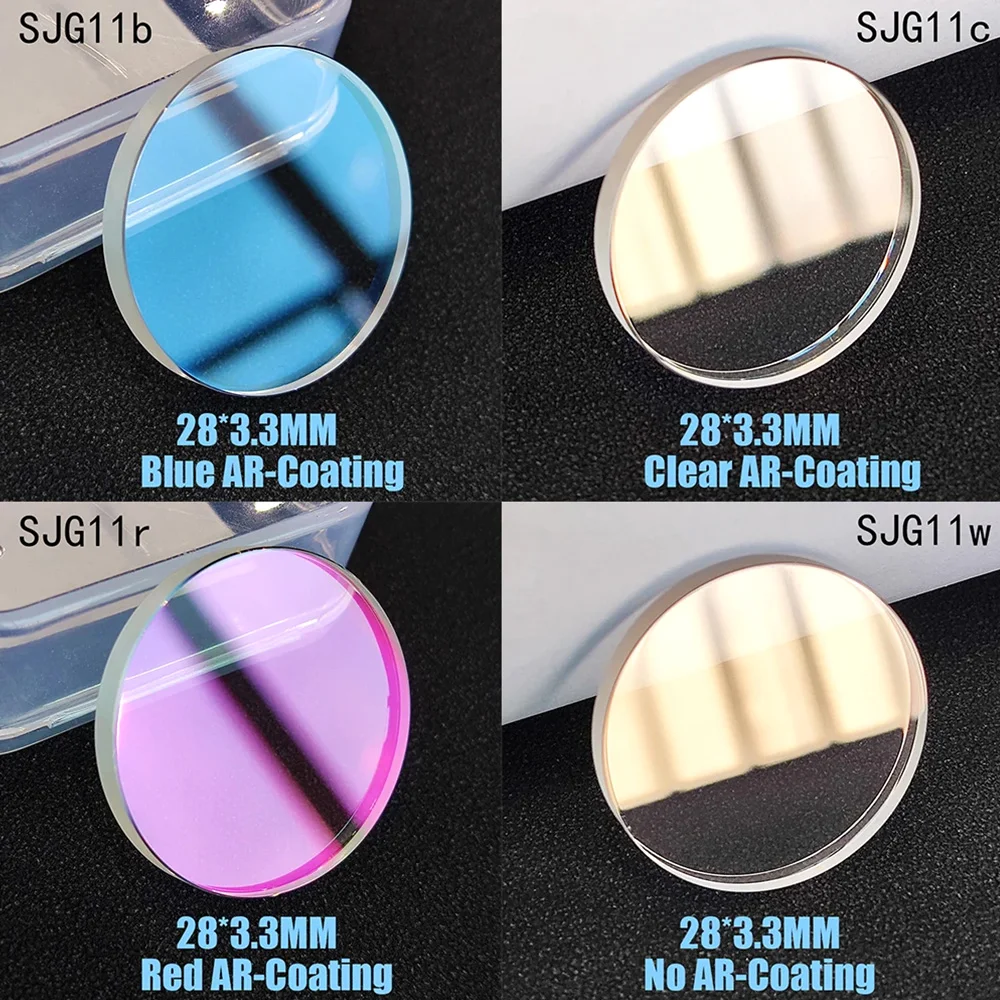 28mm*3.3mm Flat Sapphire Glass Small Chamfer Watch Glass Fits SKX013 SKX015 Blue/Red/Clear AR Coating Glass Replacement Mod Part