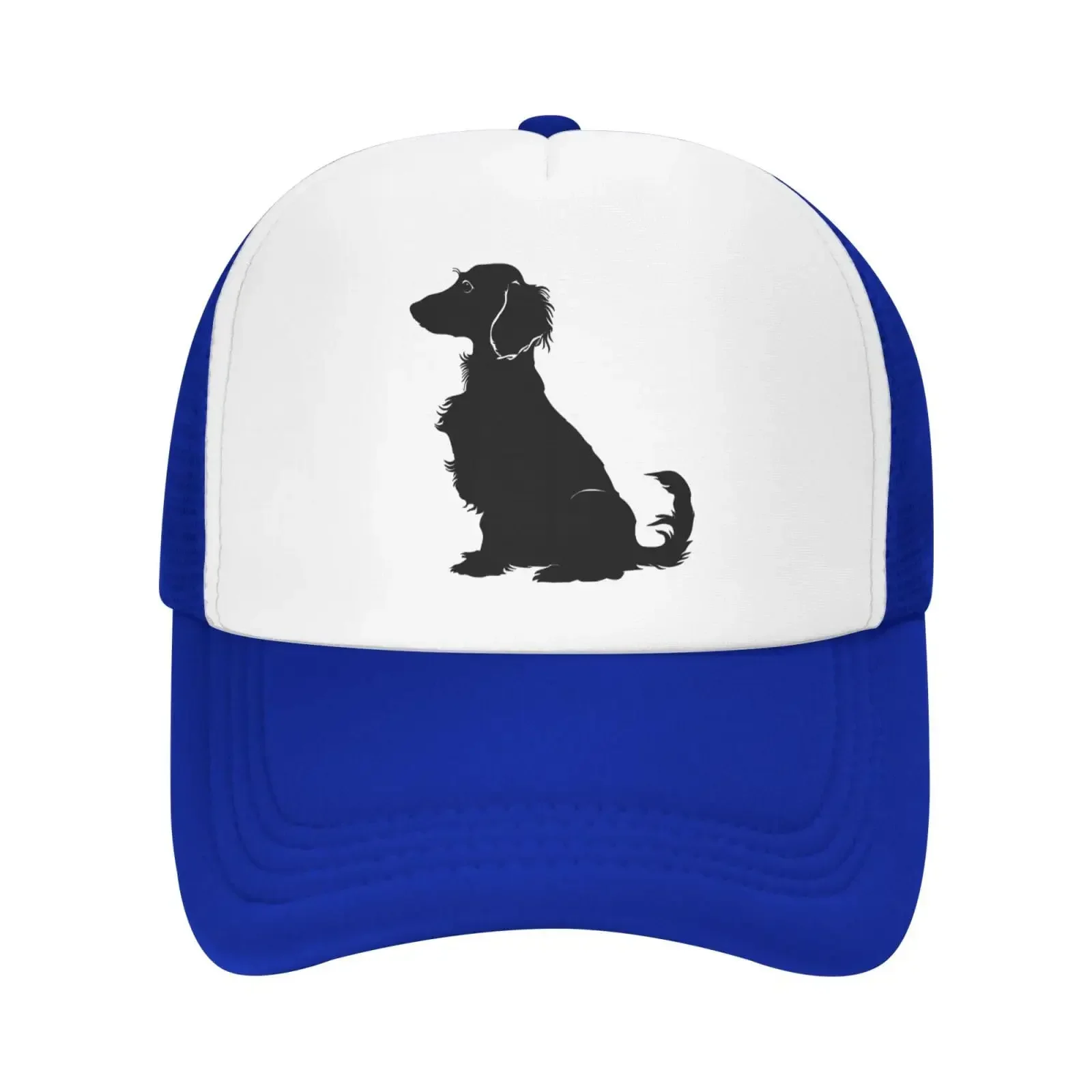 New Sitting Dachshund Dog Mesh Baseball Cap, Cute Animal Adjustable Trucker Hat Snapback Outdoor Sports  for Men Women
