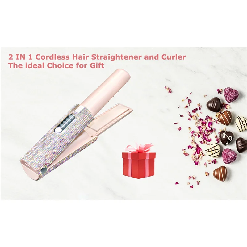 

BABZ-2X 2-In-1 Electric USB Hair Straightening Brush Straightener Flat Iron Multifunctional Comb Straightening Styler