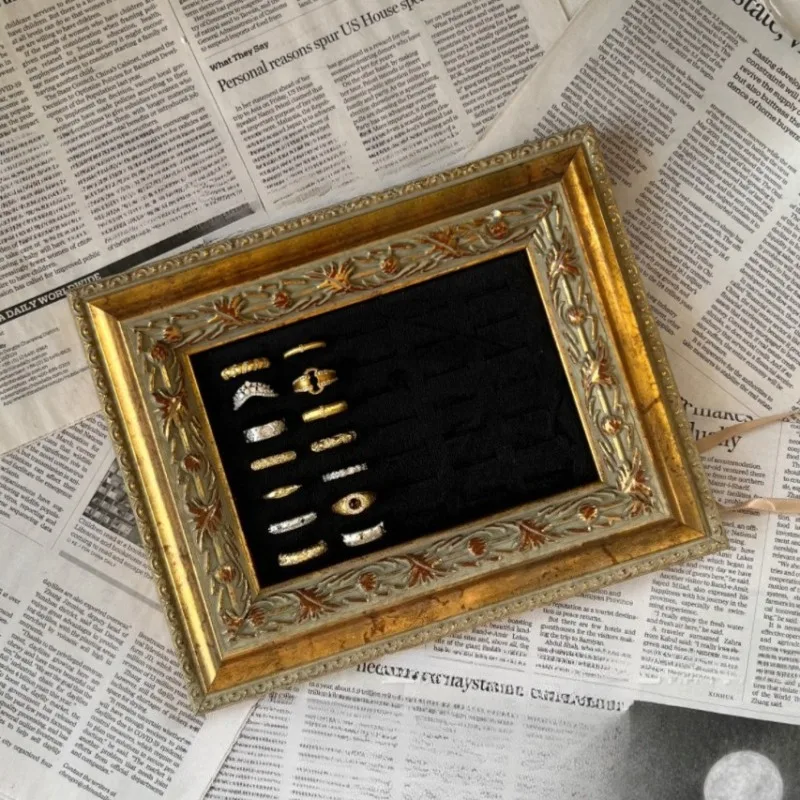 Counter Ring Display Stand Desktop Earring Storage Tray Resin Wall Ring Display Photo Frame Vintage Jewelry Organizer Rack