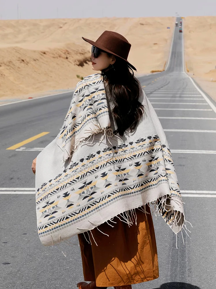 GypsyLady Boho Цветочные трикотажные накидки, Зимние толстовки, винтажные теплые женские бриллианты, пончо, верхняя одежда