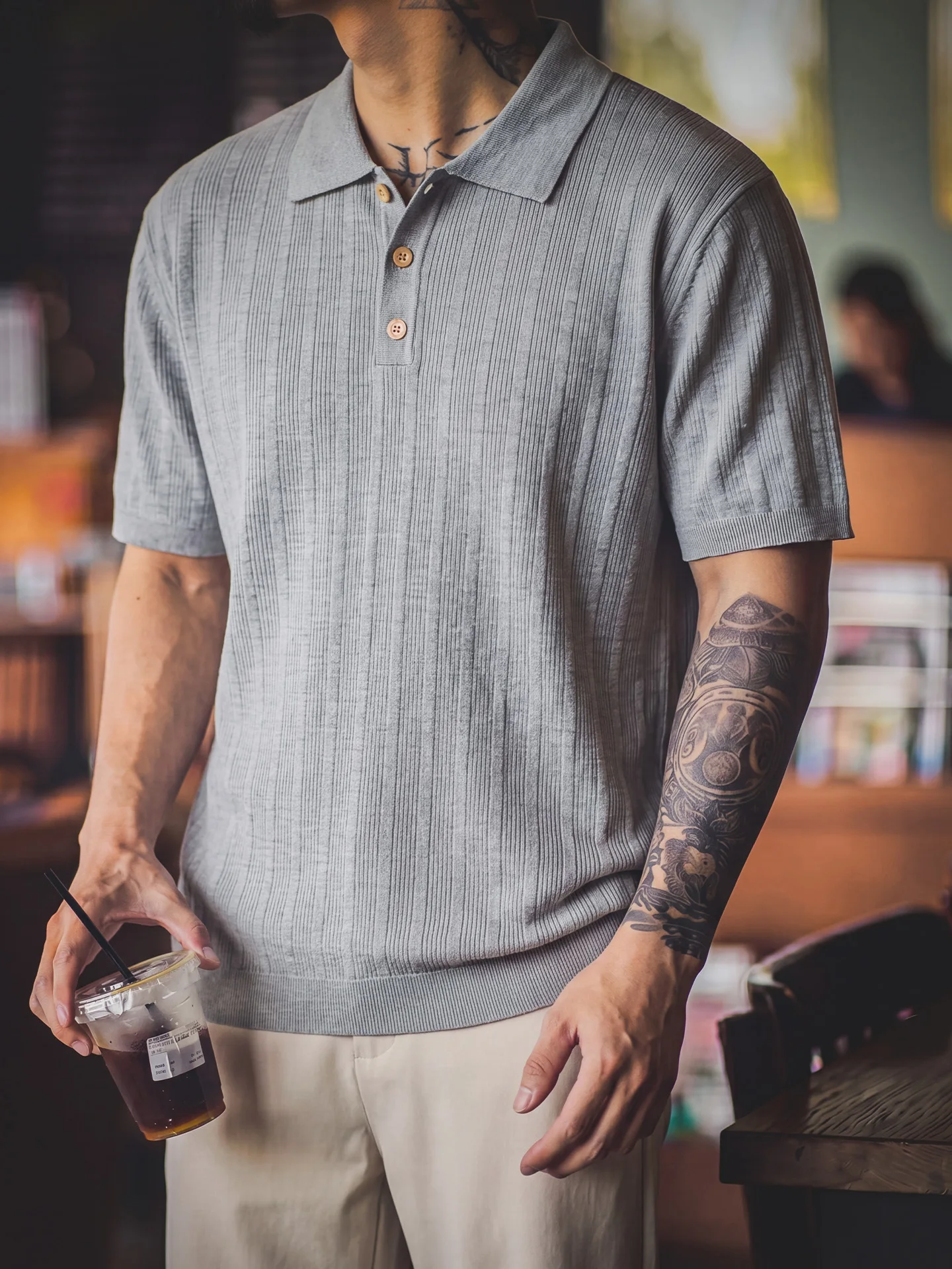 

Men's Rylee Knitted Shirt Summer Casual Wide Fit Short Sleeve White Collar T-Shirt Top Trendy Breathable Comfortable