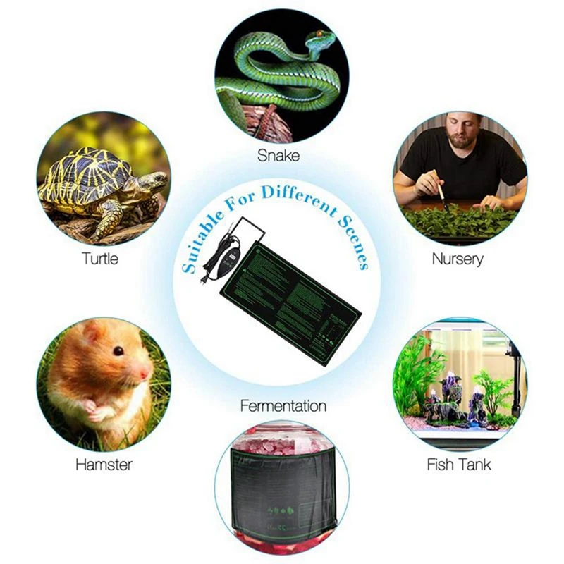 Plant Heating Mat Pets Warm Pad Incubator 6-Speed Thermostat Timed Nurturing Waterproof Greenhouse Mats Durable (A)EU Plug