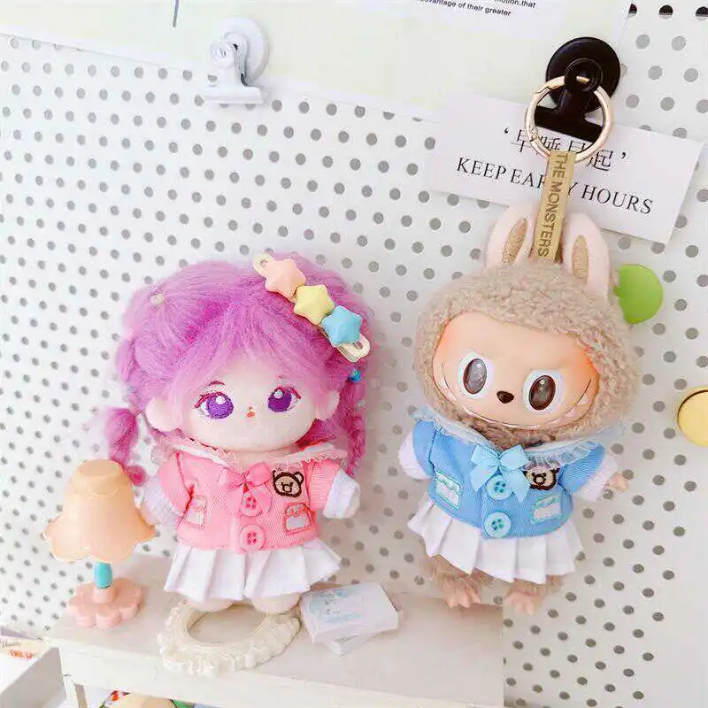 Conjunto de ropa de muñeca Idol Kawaii JK, uniforme de algodón de felpa para muñeca Idol, regalos de colección para niñas, 10cm, 2 piezas