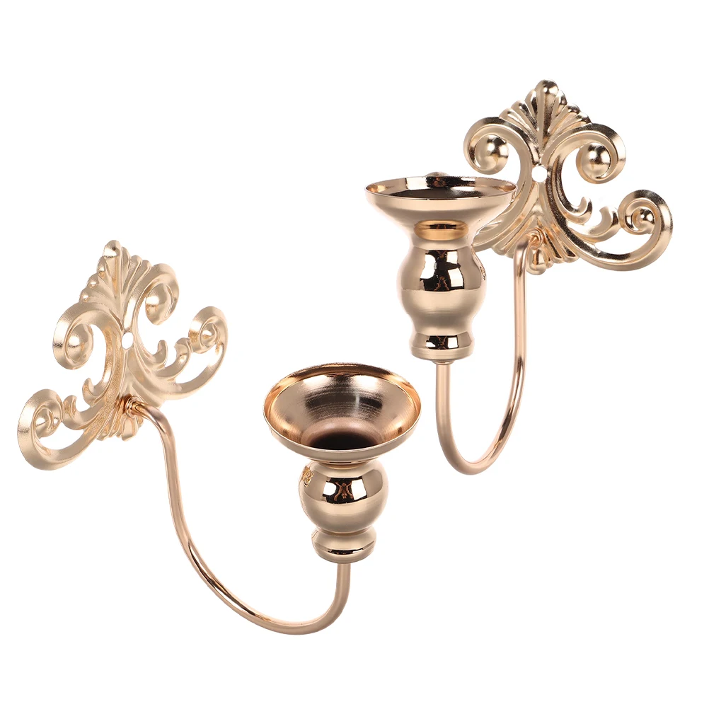 

2 Pcs Wrought Iron Wall Holder Flower Sconce Ornament Sconces Bathroom Candlestick Cup