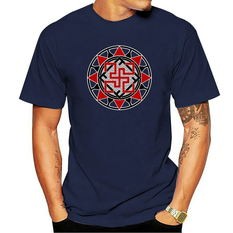

Traditional Slavic Pattern Valkyrie Slavs Mytholog Sacred Symbols Printed T-Shirt. Cotton Short Sleeve O-Neck Mens T Shirt New