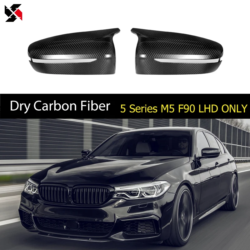 

Dry Carbon Fiber Car Door Side Rearview Mirror Caps for BMW M5 Series F90 2017-IN LHD OEM Style Mirror Cover Cap 1 Pair Glossy