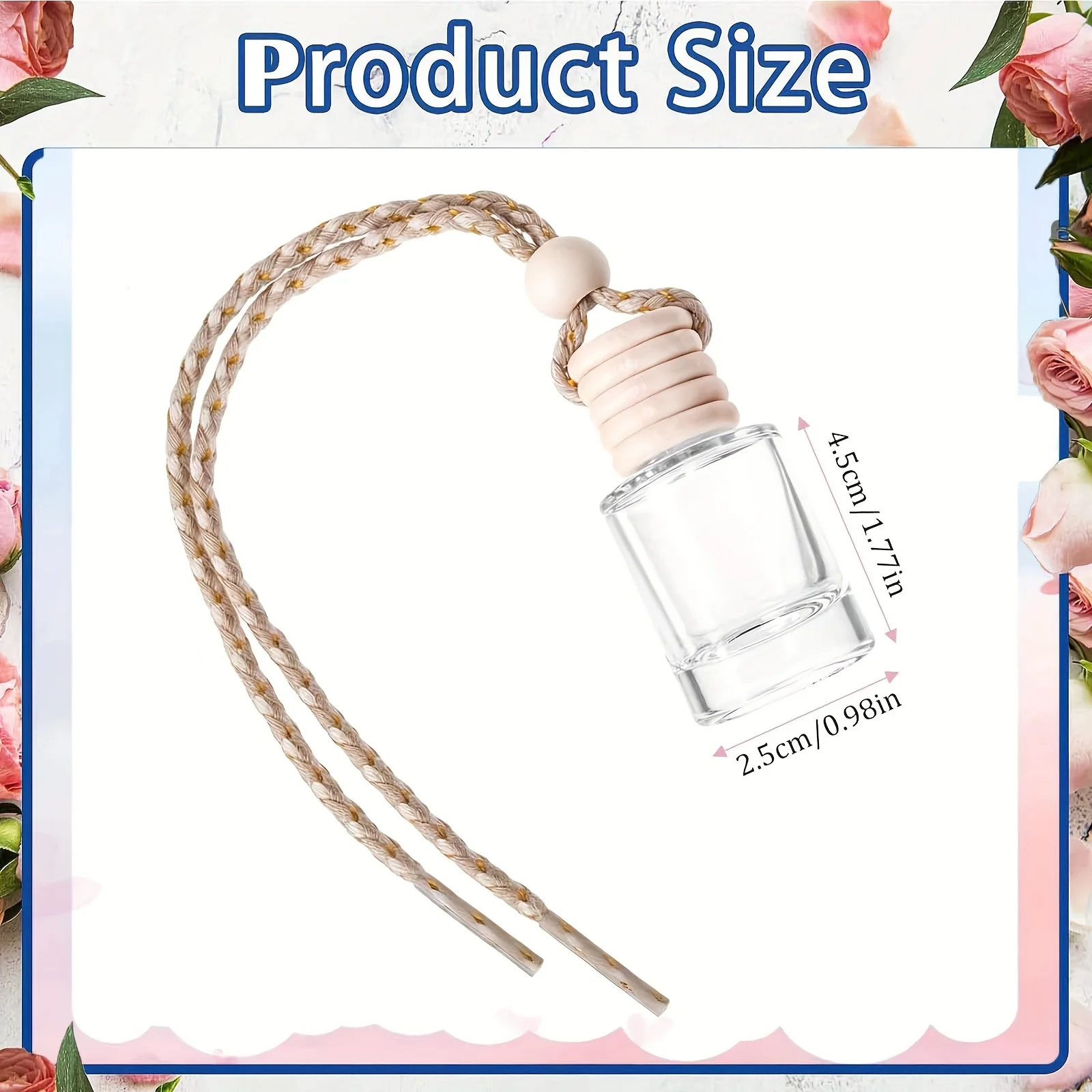 10 Stück 8ml Mini-Holz-Duftfläschchen, Aromatherapie-Diffusor, hängende leere Parfümfläschchen aus Glas für das Auto, Autodekoration – Detail 4