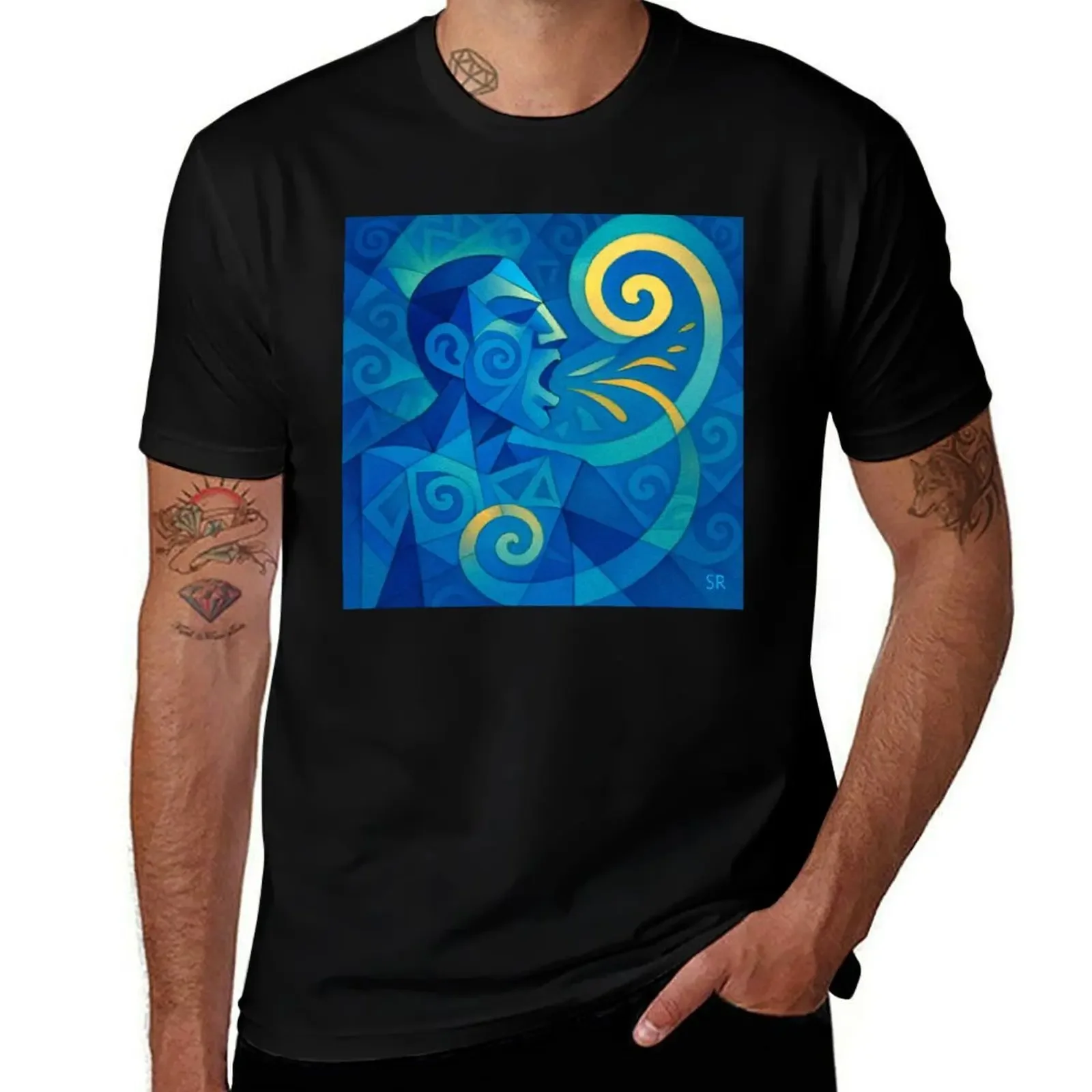 

the voice of the ancestor in the spiral of wind T-Shirt clothes boys animal print vintage graphic tee plain t shirts men