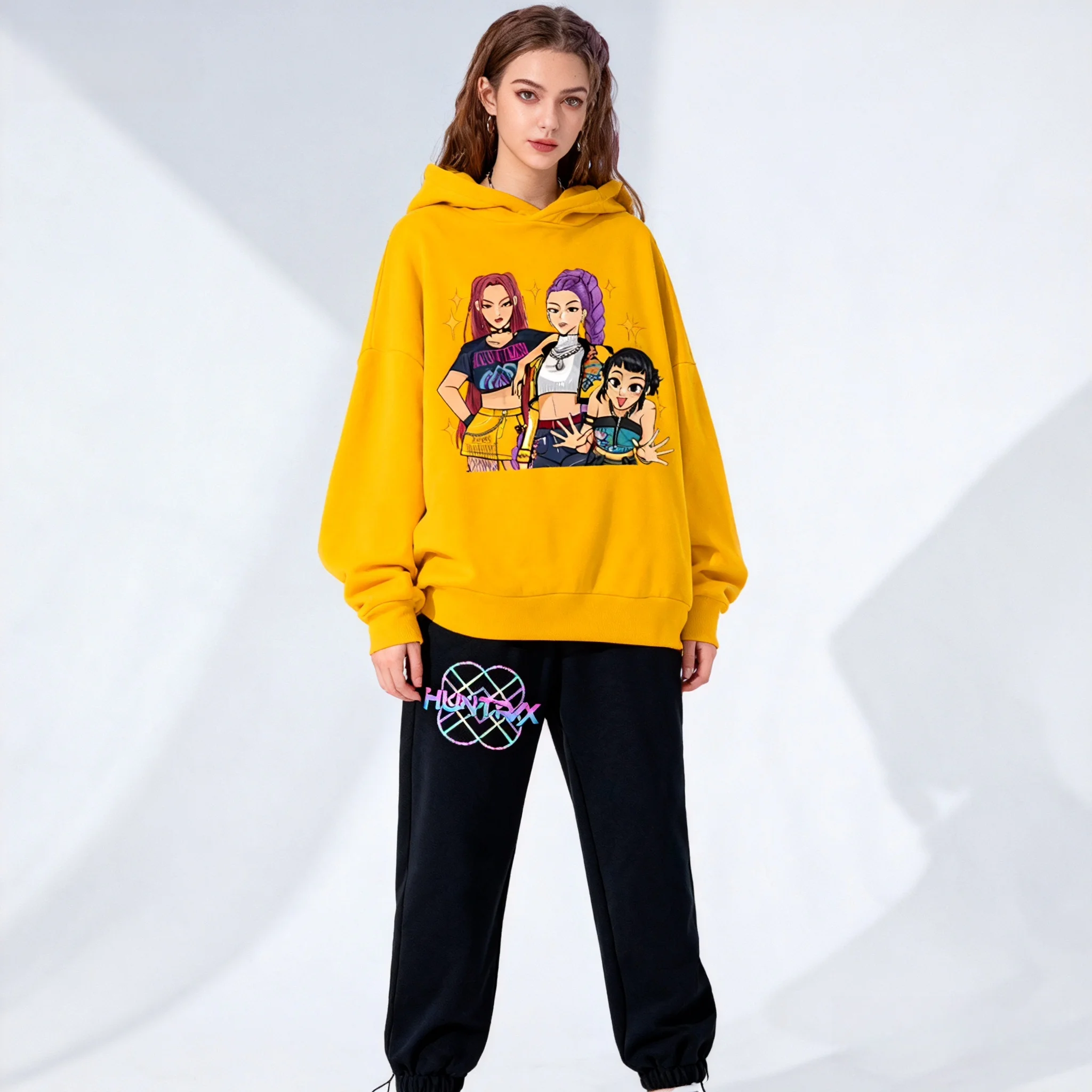 

Autumn and Winter Anime Movie KPOP Witch Hunt Sweet Cool Hoodie Set Oversized Adult Women Children Korean Western Street Set