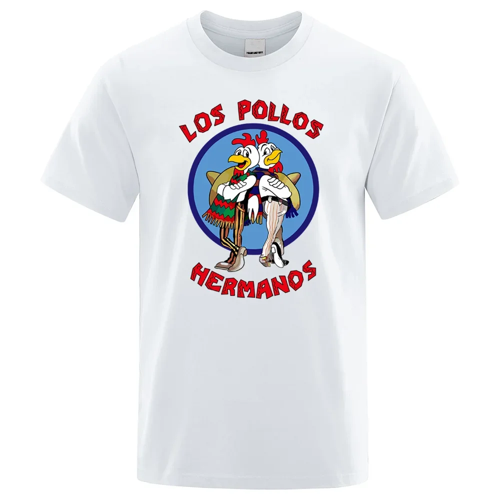 Funny LOS POLLOS Hermanos Graphic Printed T-Shirt Men Fashion Casual Short Sleeves Streetwear T Shirt Summer Harajuku Tshirt