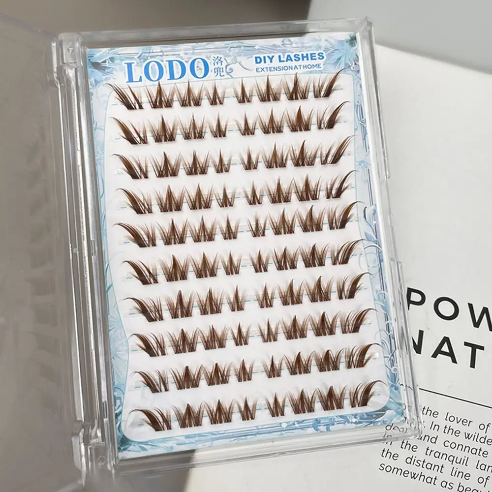 80 個の天然接着剤不使用のつけまつげ自己粘着式フォックス & ドッグスタイル個別まつげキャラメルブラウンアニメまつげ女性用