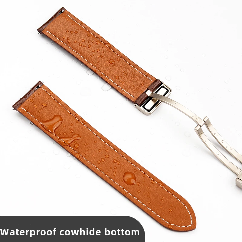 Correa de reloj de cuero genuino Universal para hombre, pulsera de cuero de vaca con hebilla magnética plegable para Heuer F1 Carrera, 20MM, 22MM