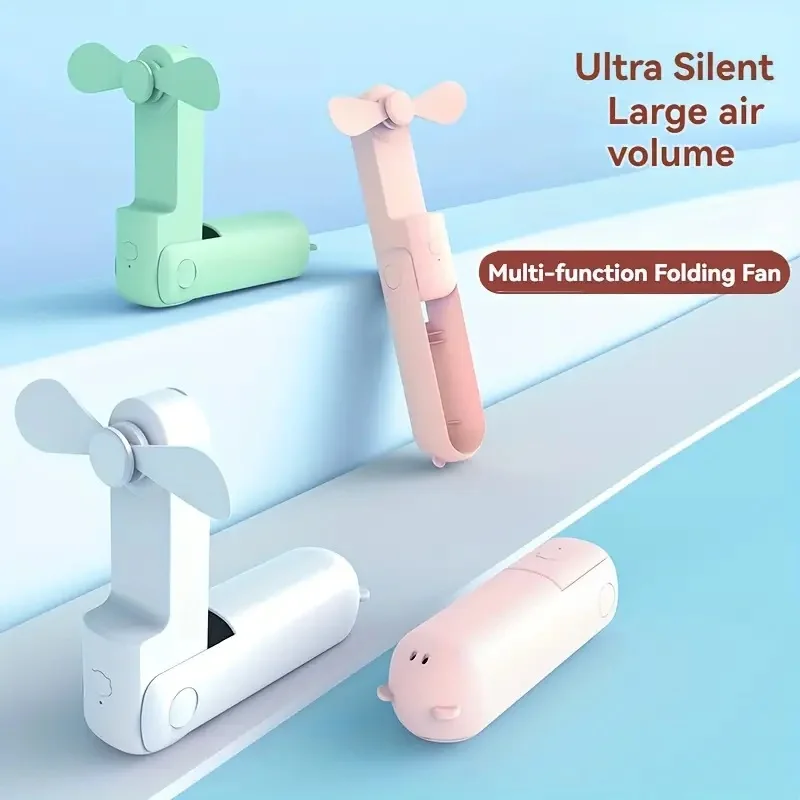 Przenośny mini wentylator, akumulator USB, regulacja 3 prędkości, składany wentylator ręczny, odpowiedni dla kobiet, podróży, użytku na zewnątrz — zdjęcie 4