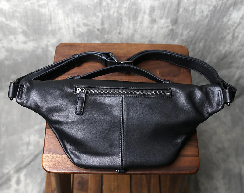 First Layer Cowhide Chest Bag Men's Bag Multifunctional Leather Waist Bag Casual Shoulder Crossbody Bag Trendy Bag