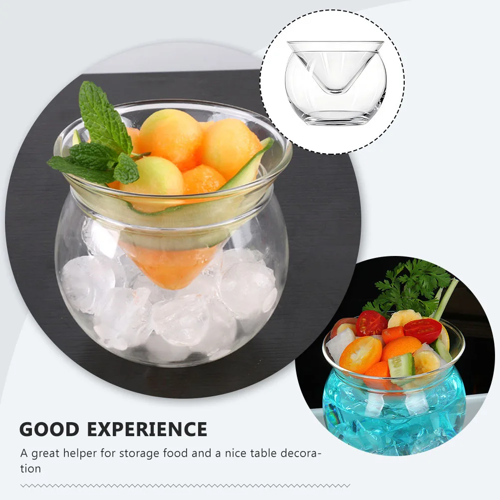 

Ice Dip Bowl Chiller Serving Dish Chilled Appetizer Platter Glass Dishes Caviar