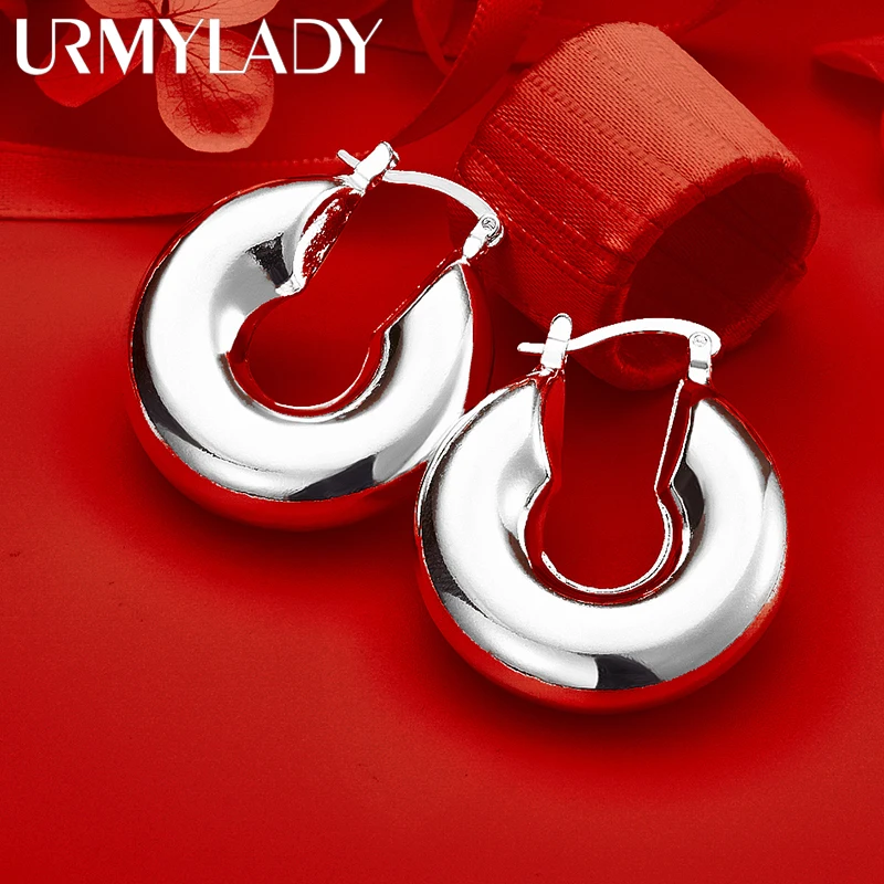 

URMYLADY 925 Sterling Silver Smooth Round Clip Earrings For Women Luxury Wedding Engagements Party Fashion Jewelry