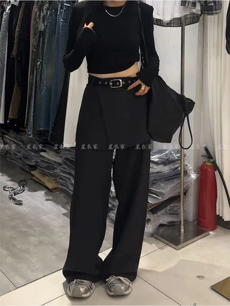 

Women Black Goth Pants Baggy Streetwear Aesthetic Oversize Pants Harajuku Japanese 2000s Style Y2k Vintage Trousers Clothes 2024
