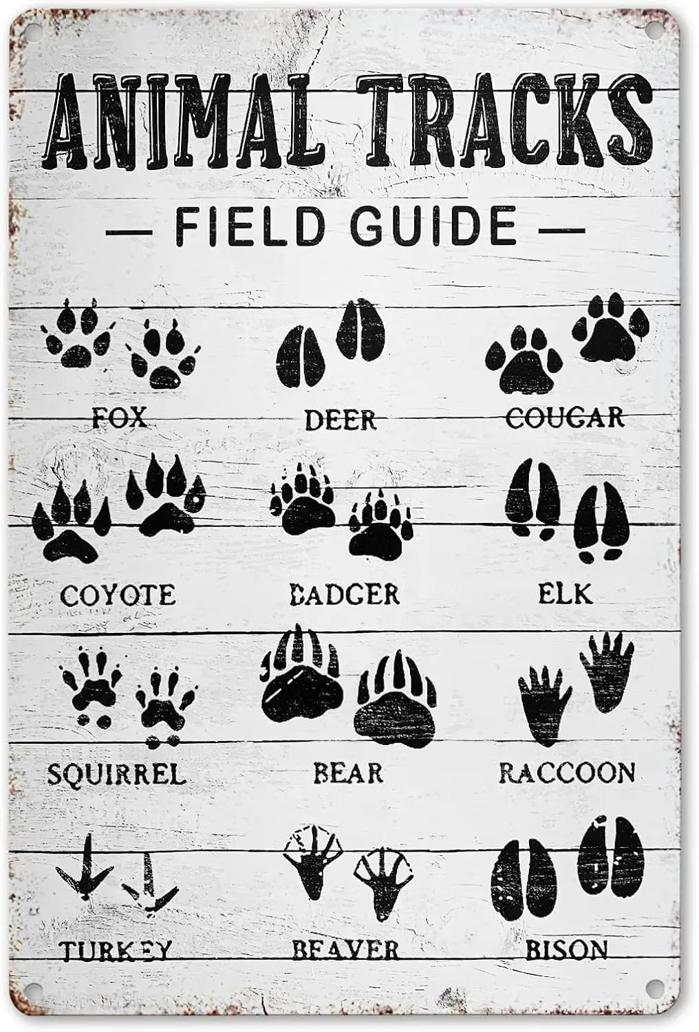 CrazySign Animal Tracks Field Guide Sign Log Cabin Wall Decor, Forest Hunting Decor, Boy Nursery Decor   (211)--Tin Sign