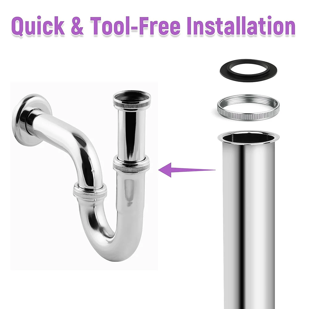Stainless Steel Sink Basin Immersion Extension Siphon Pipe Drain Connection Bathroom Basin Pipe Tube Sink Bottle Trap Drainpipe