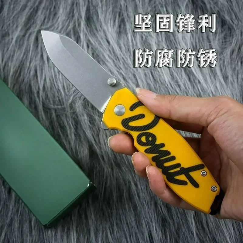 

Cr Donut X Squid D2 blade G10 handle portable outdoor Hiking Camping Hunting Tactical EDC Folding Knife Men's and Women's Gifts