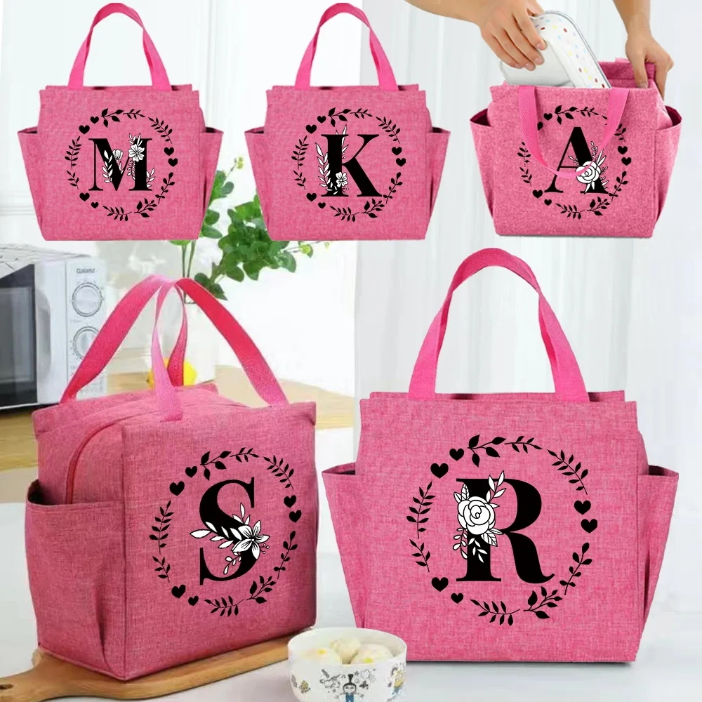 Torba Termiczna na Lunch Duża Pojemność Seria Garland Letter Męska Damska Torba Chłodząca Praktyczna Torba z Uchwytem Górnym Torba Piknikowa Wielokrotnego Użytku